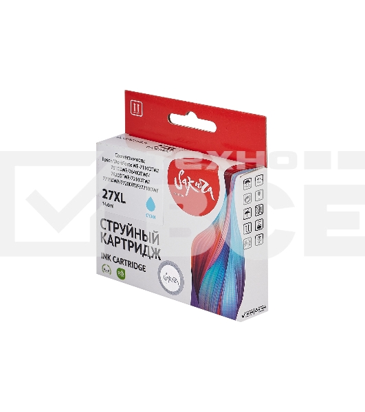 Струйный картридж Sakura C13T27124022 (27XL Cyan) для Epson, голубой, 14,6 мл., 1100 к.