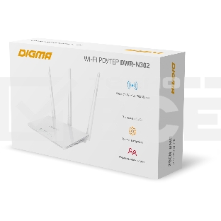 Роутер беспроводной Digma DWR-N302 N300 10/100BASE-TX белый (упак.:1шт)