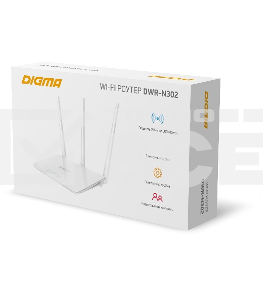 Роутер беспроводной Digma DWR-N302 N300 10/100BASE-TX белый (упак.:1шт)