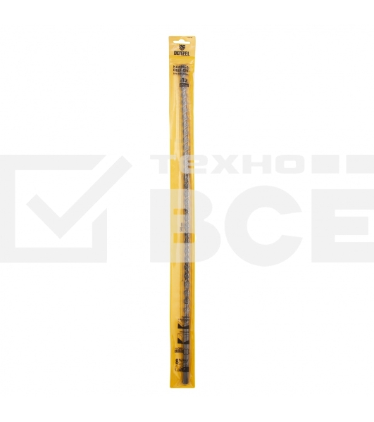 Бур по бетону Denzel двойная спираль, Cobalt W-tip, 12x600 мм, SDS PLUS