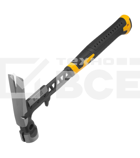 Молоток строительный Denzel 450 г, цельнокованый, боек с магнитом, двухкомп. обрезин. рук-ка