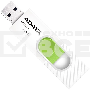 Флешка USB ADATA UV320 (AUV320-256G-RWHGN), 256Gb, USB 3.2 Gen1, R/W 100/30, белый/зеленый