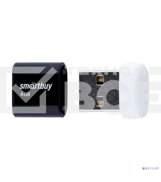 Флешка USB Smartbuy LARA black (SB4GBLara-K), 4Gb, USB 2.0, R/W 15/5, черный/белый
