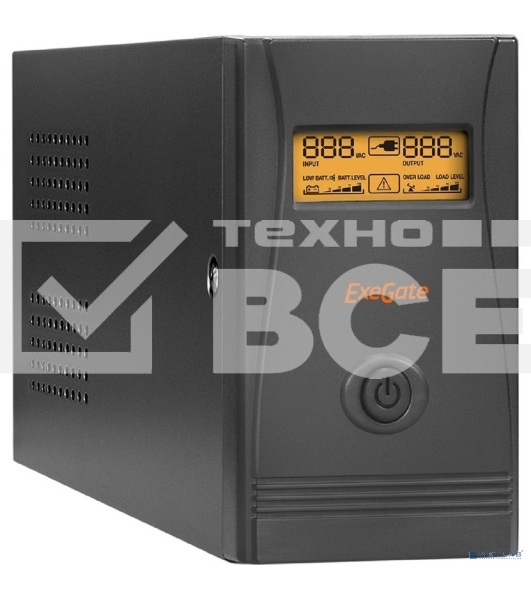 Источник бесперебойного питания ExeGate EP285478RUS Power Smart ULB-850.LCD.AVR.EURO.RJ.USB<850VA/480W, LCD, AVR, 2 евророзетки, RJ45/11, USB, Black>