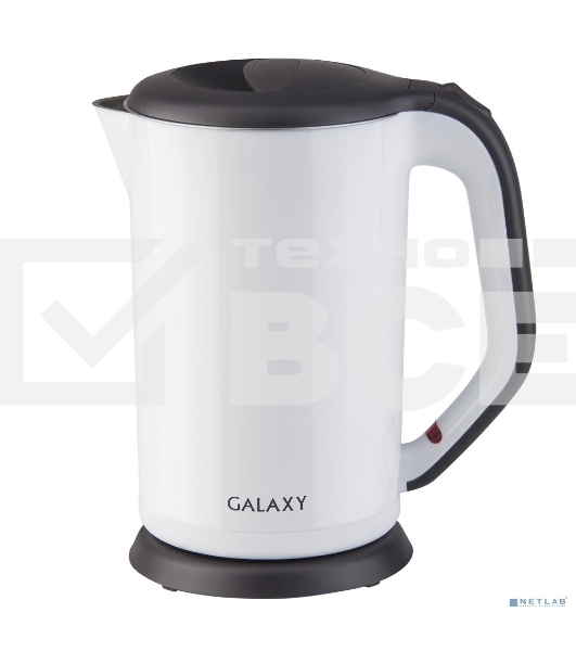Чайник электрический Galaxy GL 0318, белый, пластик, 2000 Вт, 1,7 л