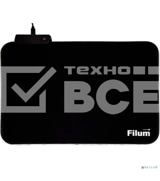 Коврик игровой для мыши Filum FL-MPL-M-GAME серия- Bulldozer, черный, подсветка, оверлок, размер “M”- 350x250x4 мм, ткань+резина.