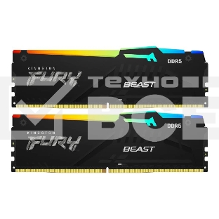 Оперативная память Kingston Fury Beast, DDR5, 32GB (2x16GB), 6000MHz, CL36, с радиаторами, RGB, черный