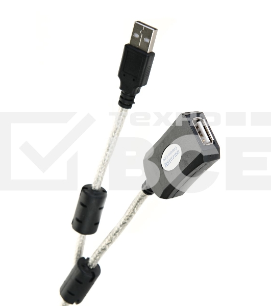 Кабель удлинитель Aopen активный ACU823-15M, USB2.0-repeater AM/AF 15м