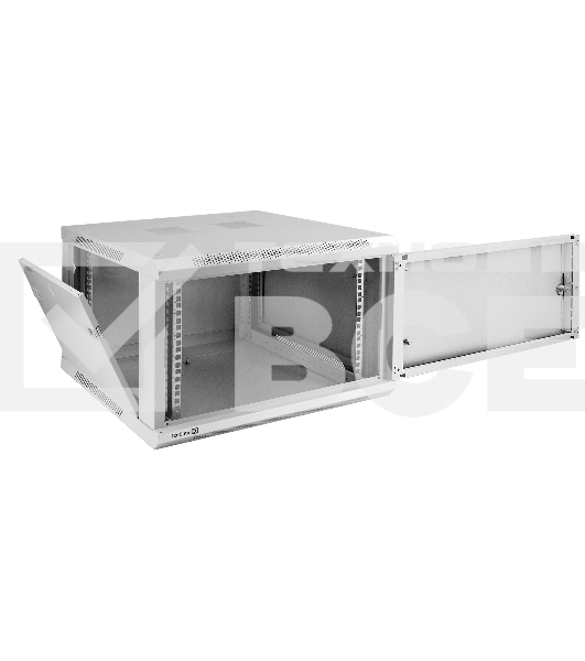 Шкаф телекоммуникационный 19' настенный 6U ExeGate EC-WM-6U.600.M.GREY (19', 6U, 600x600x370 мм (ШхГхВ), передняя дверь металл, съемные боковые панели, пыле- и влагозащита IP23, светло-серый RAL 7035)