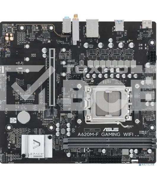 Материнская плата ASUS A620M-F GAMING WIFI, AM5, AMD A620, 2xDDR5, 2xM.2, 1xPCIe 4.0 x16, 1xHDMI, 1x2.5Gb LAN, Wi-Fi 6E, Bluetooth 5.3, 2xUSB-A 5Gbps, 2xUSB-A 2.0, 3x3.5 мм, 7.1, mATX