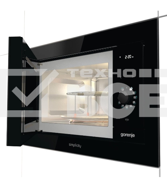 Встраиваемая микроволновая печь GORENJE BM235G1SYB черный 23 л, 900 Вт, переключатели - поворотный механизм/сенсор