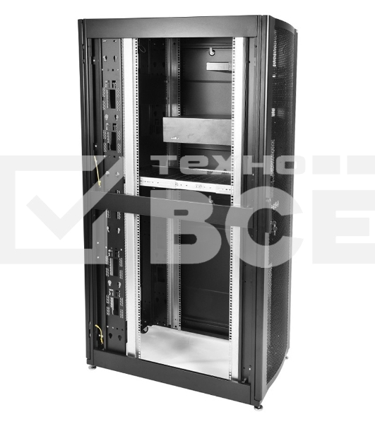 Шкаф серв.ПРОФ нап. 42U (600x1000) дверь перфор., задние двойные перфор., черный, в сборе (ШТК-СП-42.6.10-48АА-9005) (1 коробка)