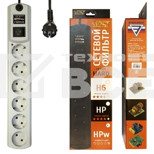 Сетевой фильтр Most HPw 2 м (6 розеток) белый (коробка)