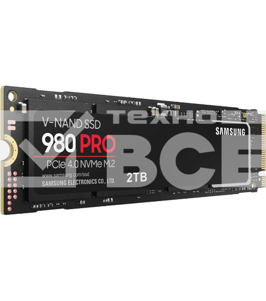 Накопитель SSD Samsung 980 PRO, 2TB, PCIe 4.0 x4, M.2 2280, NVMe, R/W 7000/5000