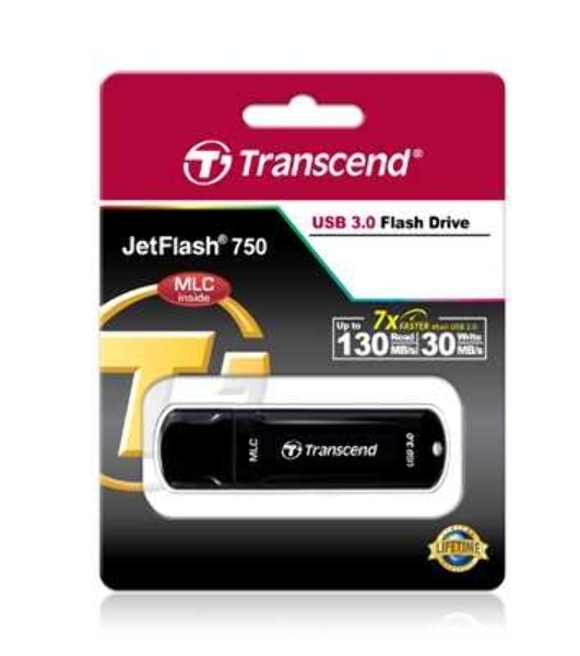 Флешка USB Transcend JetFlash 750 (TS64GJF750K), 64Gb, USB 3.0, R/W 130/40, черный