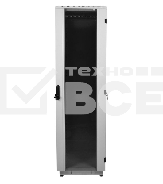 Шкаф телекоммуникационный напольный 42U (600x1000) дверь стекло (3 места), черный
