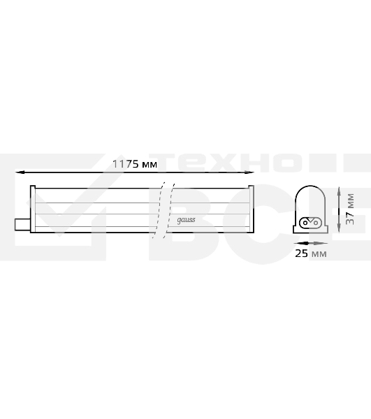 Прозрачный Светильник Gauss Fito TL LED линейный 15W 3000K 1172мм (Full spectrum) 1/25