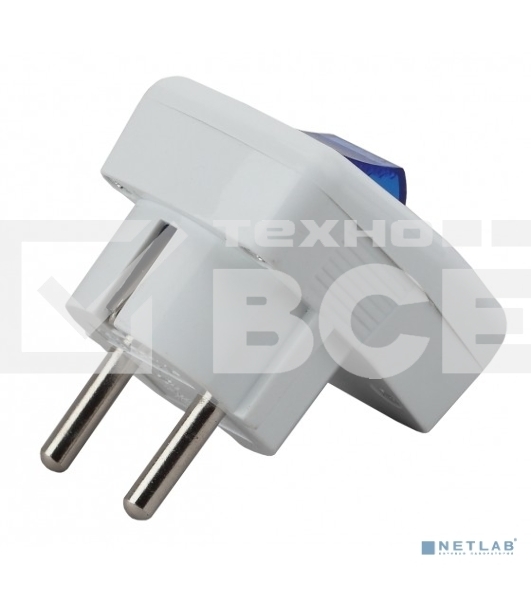 Вилка с/з с выключателем Vx5-W ЭРА 16A белая (24/384/3072)