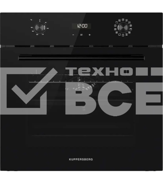 Встраиваемый духовой шкаф Kuppersberg HO 677 B, High-Tech, объем 70 л, 13 режимов, электронное управление (утапливаемые переключатели, аналоговый дисплей), телескопические направляющие на одном уровне, максимальная температура 300 градусов, 2 стекла в дверце, черный