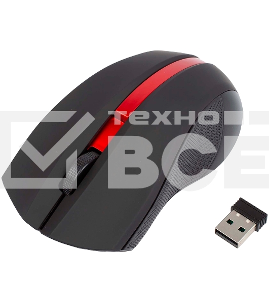 Мышь беспроводная HIPER HOMW-073 черный/красный, 1000 dpi, радиоканал, USB, кнопки - 3