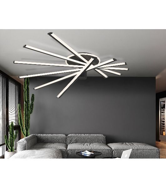 Потолочный светодиодный светильник Ambrella light FL6232 BK черный 96W 3000K-6400K 605*605*200 (ПДУ ИК)