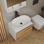 Комплект для ванной, 4 предмета (Тумба подвесная Bau Blackwood 60 + Раковина BAU 59х40 + Смеситель высокий Hotel Black, черный, выпуск черный), фото5