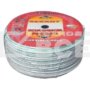 Кабель коаксиальный Rexant (01-2431) SAT 703B CU/CU 75 Ом, 100м, белый 75 Ом,оплетка CU медь, экран AL фольга, жила CU медь, бухта 100м, белый