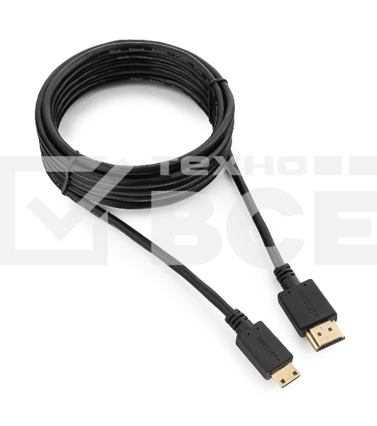Кабель HDMI-miniHDMI Cablexpert CC-HDMI4C-10, 19M/19M, v2.0, медь, позол.разъемы, экран, 3.0м, черный, пакет
