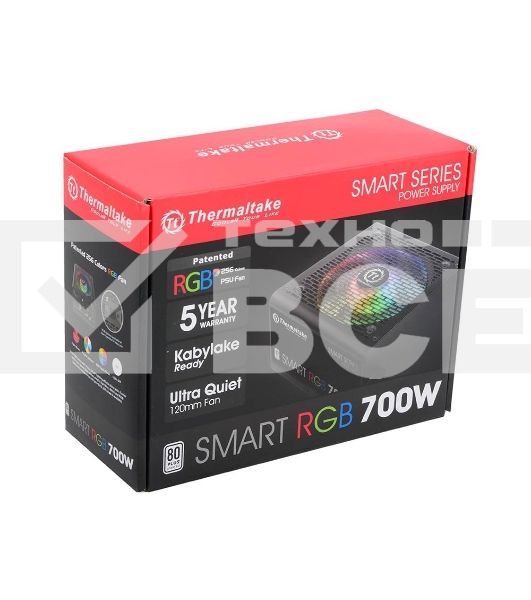 Блок питания Thermaltake Smart RGB (PS-SPR-0700NHSAWE-1), 700Вт, 80 PLUS, 120мм, черный