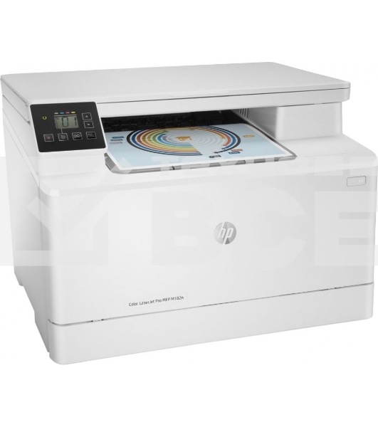 МФУ лазерный HP Color LaserJet Pro MFP M182n (7KW54A), A4, цветной, печ. до 16 стр/мин., 600 x 600 dpi (печать) 1200x1200dpi (скан.), USB, RJ-45, Air Print, Mopria