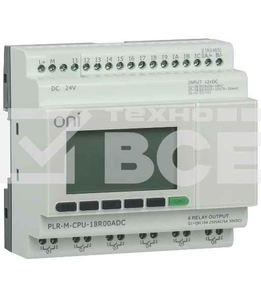 Контроллер программируемый логистический (микро ПЛК) PLR-M. CPU DI12/DO06(R) 24В DC ONI PLR-M-CPU-18R00ADC