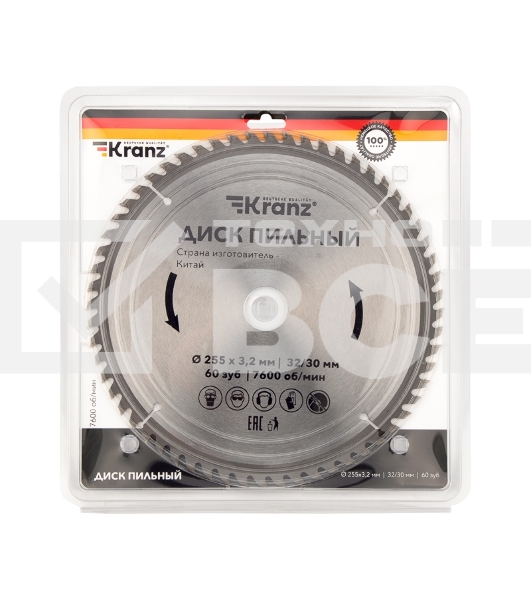 Диск пильный 255 мм х 60 зуб х 32/30 мм Kranz