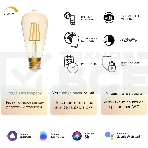 Лампа светодиодная филаментная Gauss Smart Home DIM E27 ST64 Golden 7 Вт 1/10/40, фото10