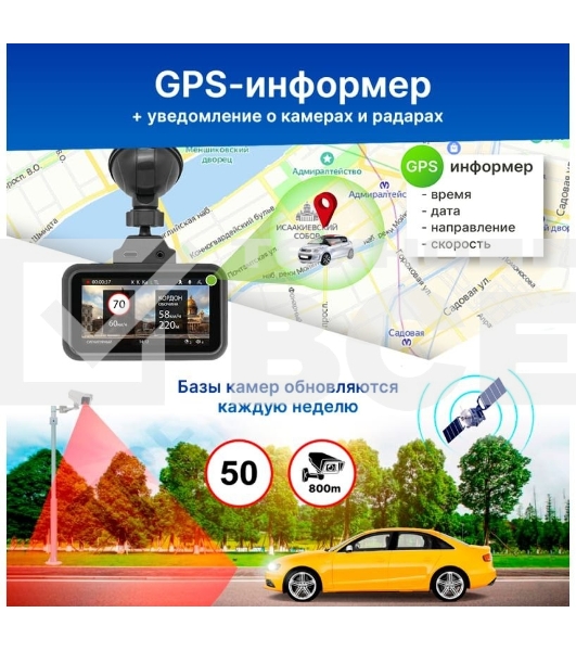 Видеорегистратор TrendVision TDR-725 Real 4K черный 8Mpix 2160x3840 2160p 170гр. GPS NT96670