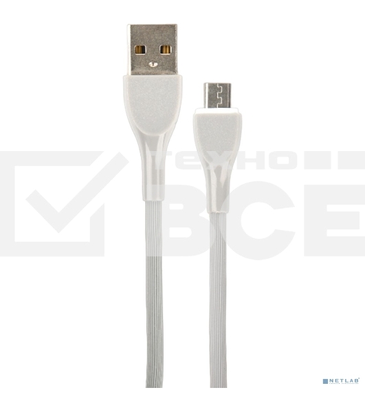Кабель PERFEO USB A вилка - Micro USB вилка, 2.4A, серый, силикон, 1 м, ULTRA SOFT (U4021)