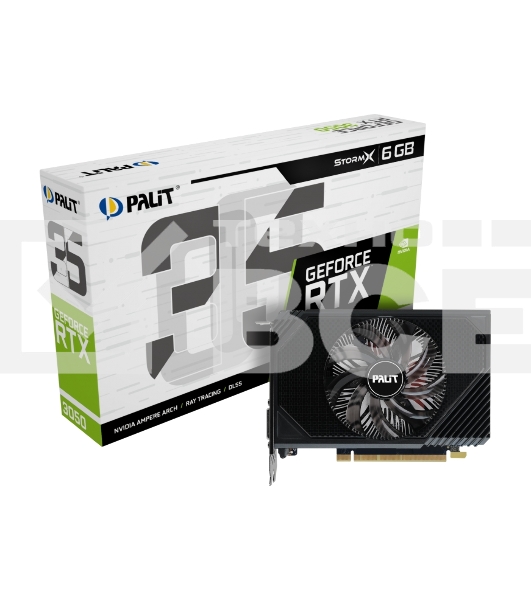 Видеокарта Palit RTX3050 STORMX 6Gb NVIDIA GeForce RTX 3050 6Gb PCI-E 4.0 96bit GDDR6 1042/14000 DVIx1 HDMIx1 DPx1 HDCP Ret