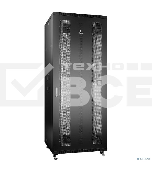 Шкаф серверный напольный Cabeus, IP20, 42U, 2055х800х1000 мм (ВхШхГ), дверь: перфорация, боковая панель: сплошная, разборный, черный