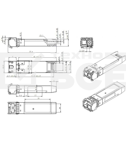 Модуль SNR SFP+ WDM, дальность до 20км (12dB), 1330нм