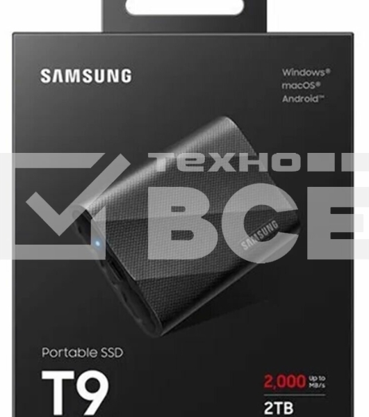 Накопитель SSD 2Tb Samsung T9 MU-PG2T0B/WW, V-NAND, USB 3.2 Gen 2 Type-C [R/W - 2000/2000 Mb/s] черный