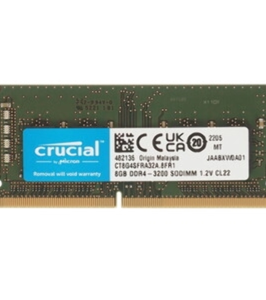 Оперативная память Crucial, DDR4, 8GB (1x8 GB), 3200 MHz, CL22, SO-DIMM