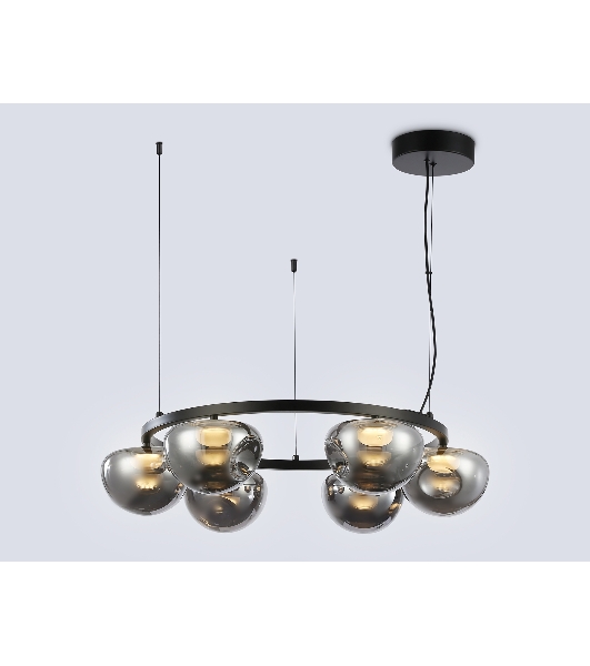 Подвесной светодиодный светильник Ambrella light LH12003/6 BK/GD/SM черный/золото/дымчатый 36W 3000K D760*175