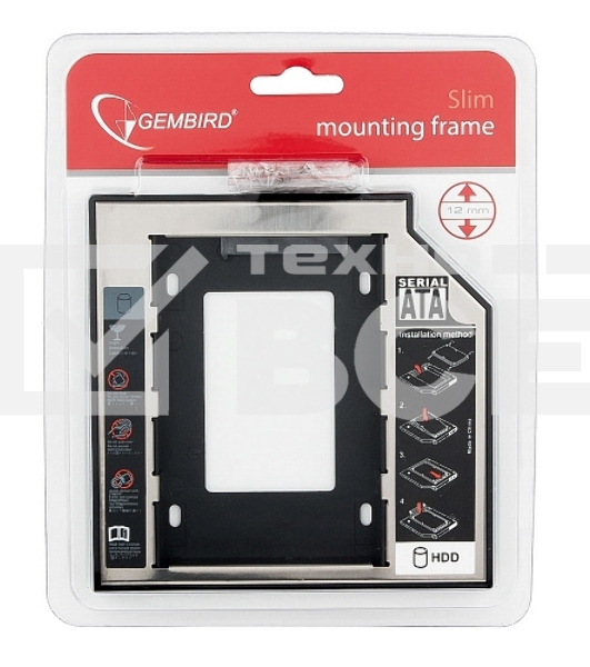 Контейнер для HDD Gembird MF-95-02 Низкопрофильный адаптер для 2.5-дюймового накопителя в отсек 5.25 дюйма, 12 мм
