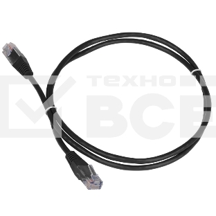 Патч-корд TWT UTP кат.5e, с заливными колпачками, 0.15 м, черный