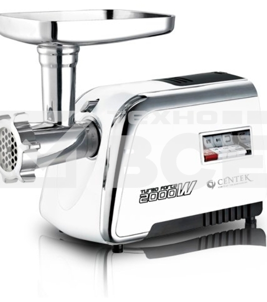 Мясорубка электрическая Centek CT-1602 Juice 2000W, Соковыж., нож+диски (2 шт) из литой стали, реверс (белый/хром)