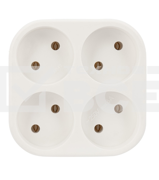 Четверник электрический Rexant 6А без заземления, белый