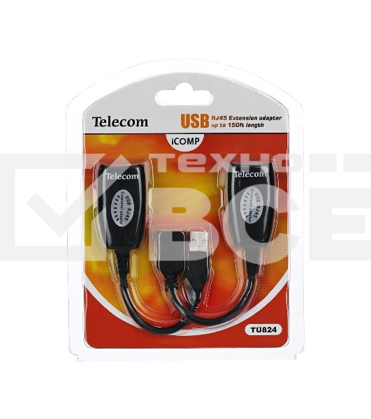 Адаптер-удлинитель USB-AMAF/RJ45, по витой паре до 45m , Telecom <TU824>