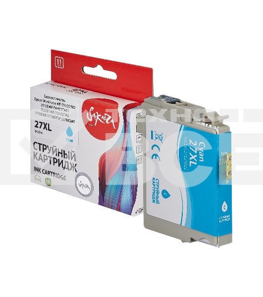 Струйный картридж Sakura C13T27124022 (27XL Cyan) для Epson, голубой, 14,6 мл., 1100 к.