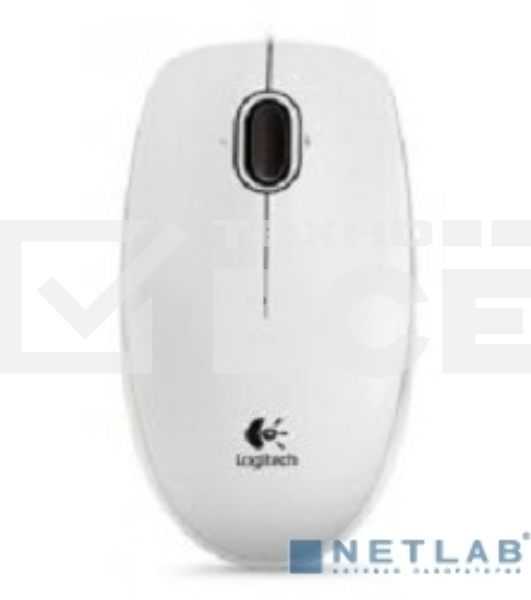 Мышь проводная Logitech B100 белый, 1000 dpi, USB, кнопки - 3