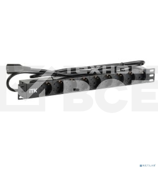 Блок 9 розеток DIN49440 (нем. cтанд.) 1U, шнур 2м вилка IEC 320 C14, профиль из ПВХ, черный PDU 9 розеток DIN49440 (нем. cтанд.) 1U, шнур 2м вилка IEC 320 C14, профиль из ПВХ, черный
