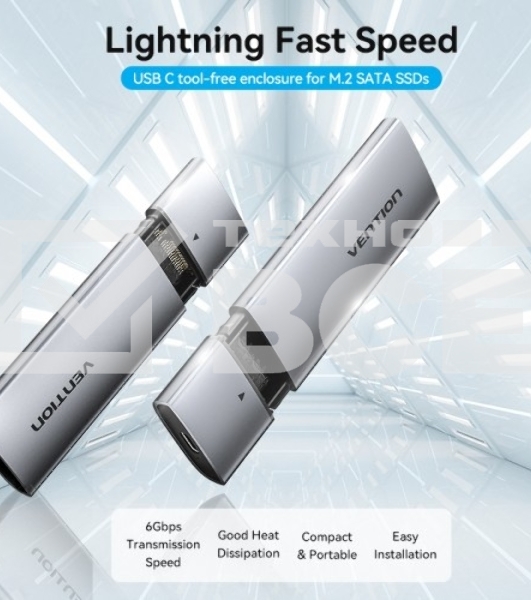 Корпус для SSD Vention USB 3.1 Gen 2-C M.2 NGFF (B-Key/B&M Key) Серый